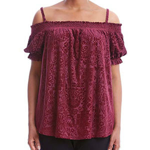 A. Byer Junior Burnout Velvet Off The Shoulder Top